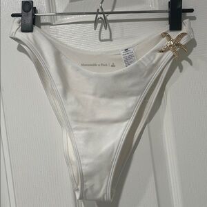 Abercrombie & Fitch Pearl White Bikini Bottom with Gold Accent